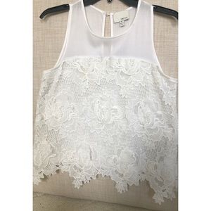 Greyson White Lace Sleeveless Top